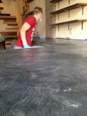 Staining and coating the concrete